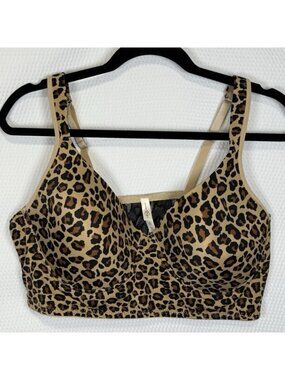Rhonda Shear 2X Lace Back Bra Tan/Leopard #0026 Wireless Pullover